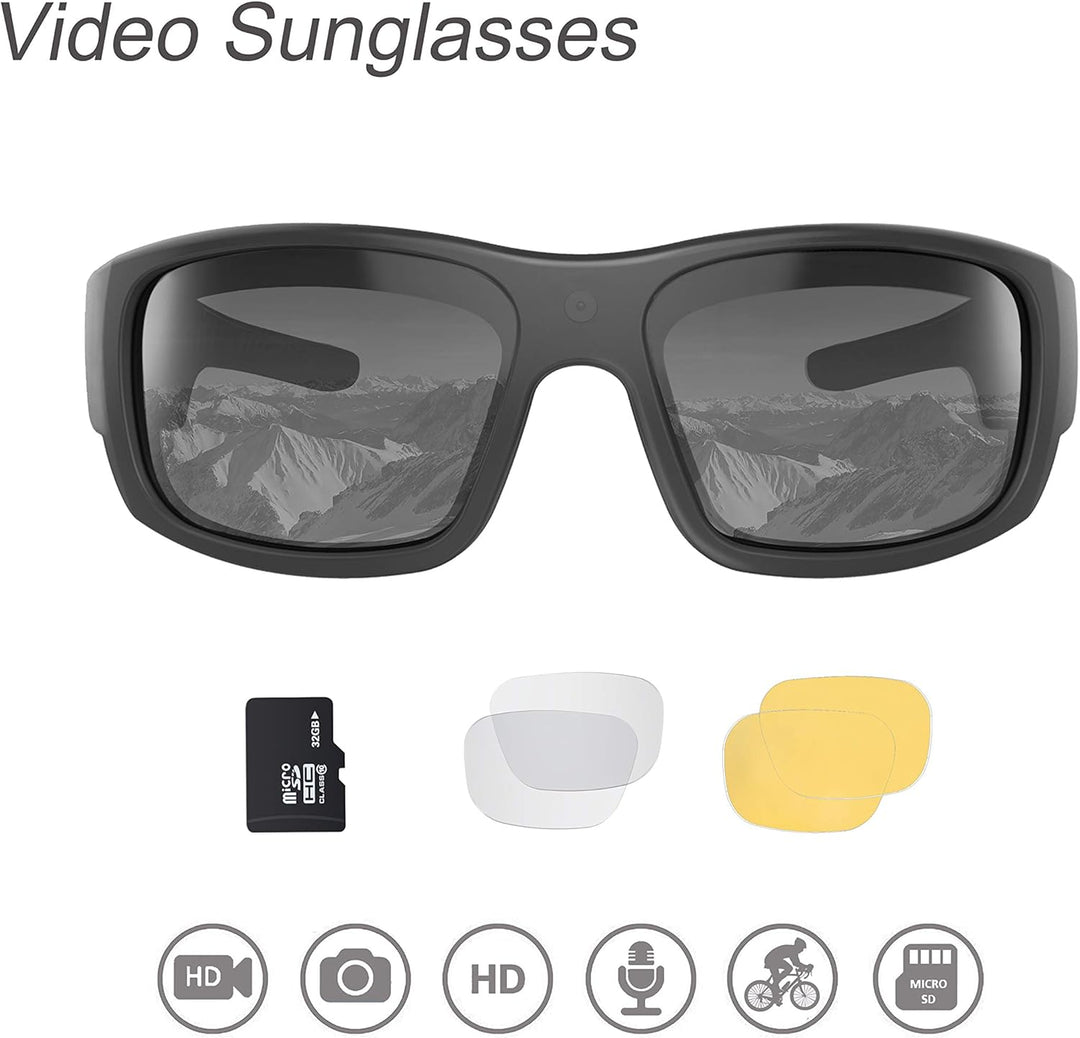 OhO Camera Glasses,32GB 1080P Full HD Sports Cam Sunglasses with Built in 15MP Camera and Polarized