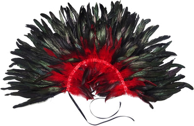 keland Schwarzer Gothic Victorian natürlicher Feder-Kap-Schal-Stola Poncho mit-Kragen Rot, Rot