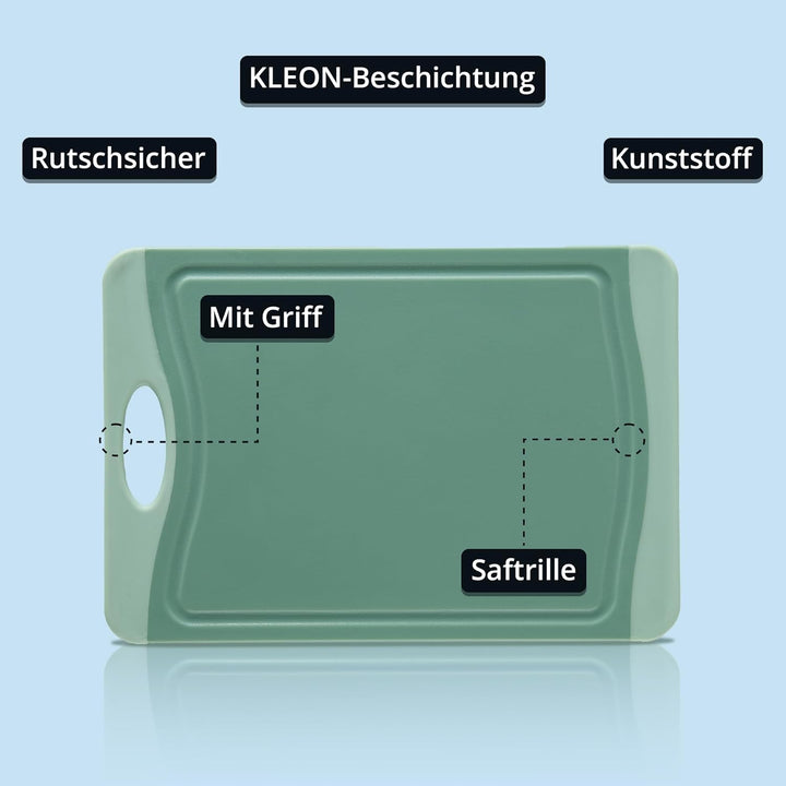 KHG Schneidebrett aus Kunststoff - 29 x 20 x 0,8 cm Grün - Grosses Messerbrett, Küchenbrett rutschfe