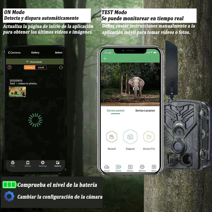 RecorCam Wildkamera 4G APP, 120 MP 4K, Wildtierkamera mit SIM-Karte, Telefon-Sende-Foto, Nachtsichtk