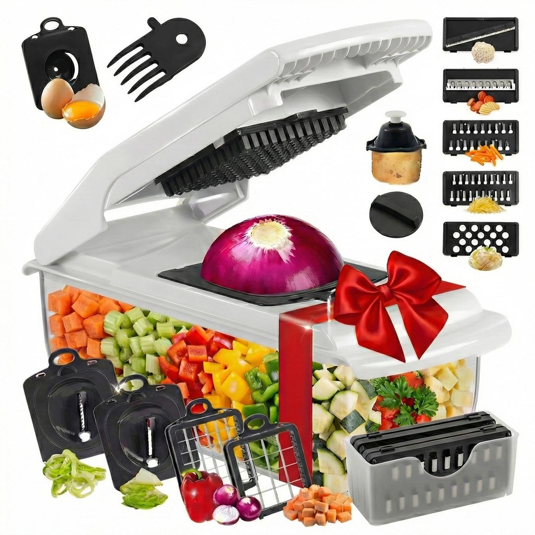 Gemüseschneider 22‑in‑1 – Spiralschneider, Zwiebel Zerkleinerer & Zwiebelschneider – Gemüsehobel, Ma