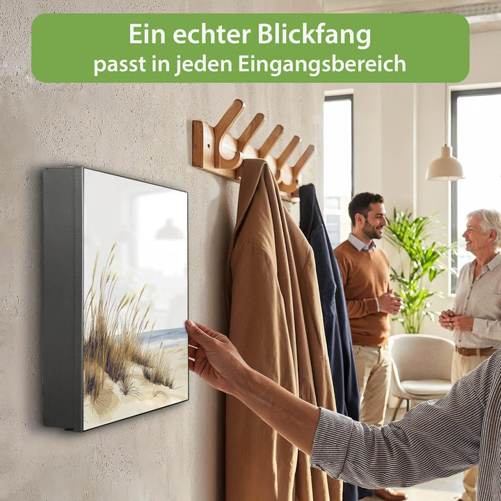 banjado Grosser Schlüsselkasten Glas - Schlüsselbox 30x30cm mit 50 Haken - Schlüsselkasten modern fü