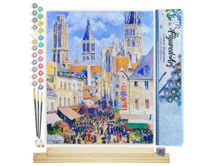 Figured'Art Malen Nach Zahlen Erwachsene Mit Rahmen Rue de l’Épicerie in Rouen - Camille Pissarro -