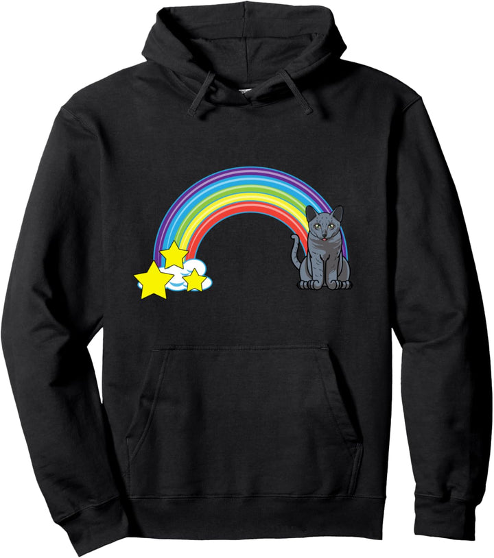 Regenbogen russische blaue Katze Retro-Stil lustige Katze Pullover Hoodie