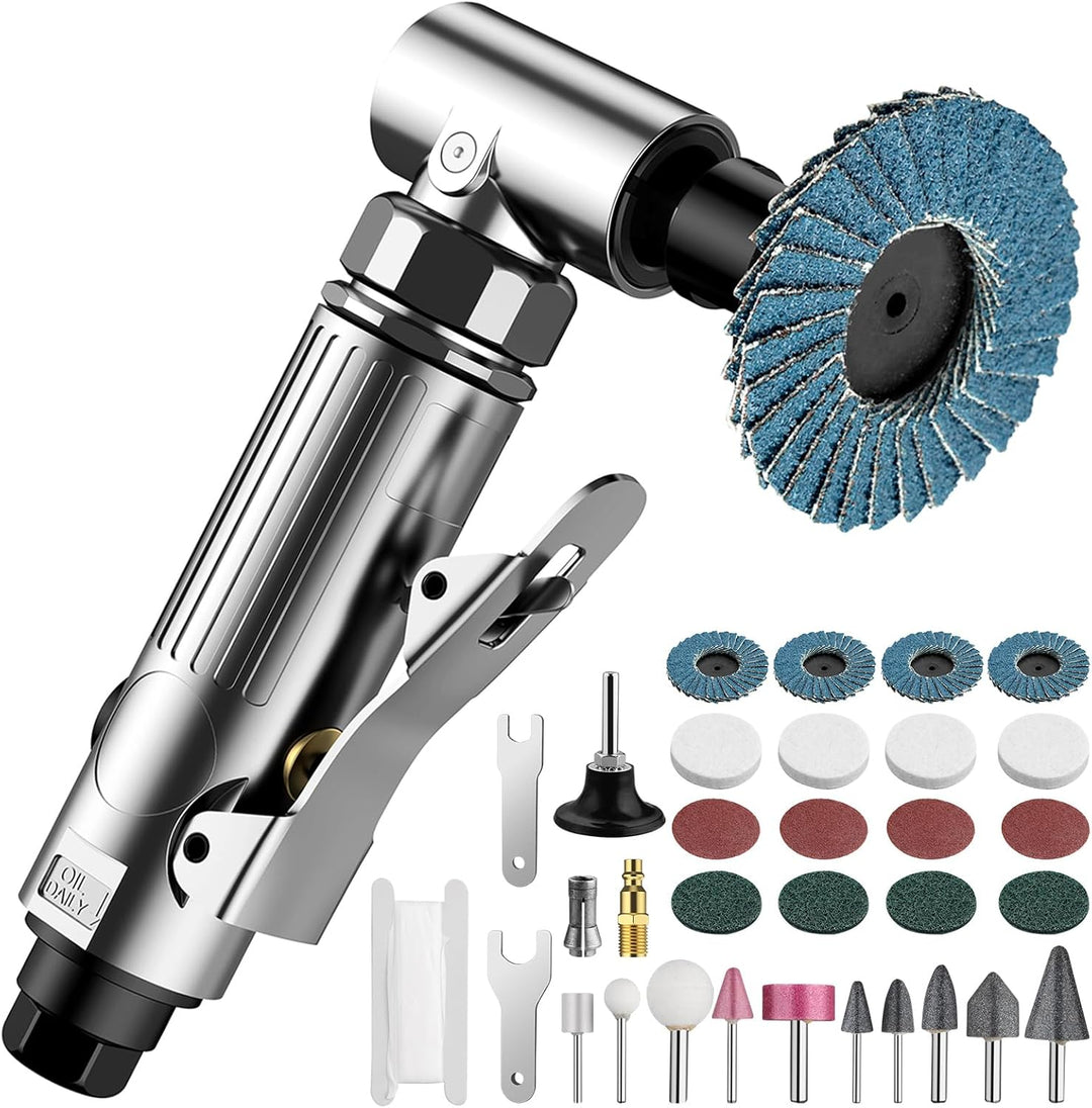 EYPINS Druckluftschleifer Set, Stabschleifer Druckluft Schleifer 90° abgewinkelt Winkelschleifer 90p