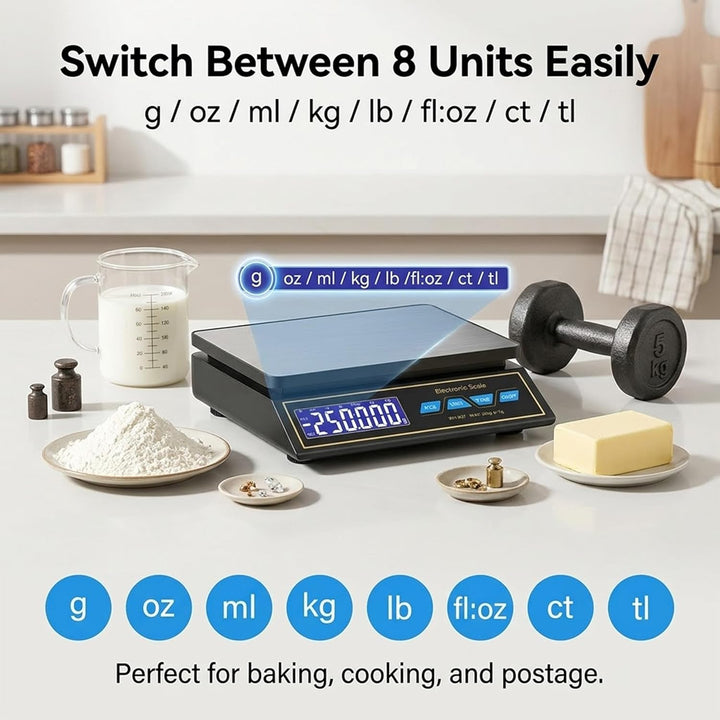 Digitale Küchenwaage 30kg, USB-C Aufladbar und Präzise | Tara-Funktion, Stückzählung, Ideal für Koch