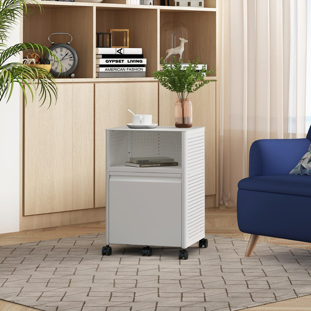 [en.casa] Rollcontainer mit Schublade Velvevn Aktenschrank mit 5 Rollen Büroschrank Metall 54 x 40 x