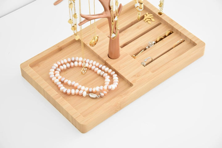 Schmuckbaum Weiss Gold, Schmuckhalter Weiss, Schmuckständer Schwarz, Schmuckaufbewahrung Rose Gold W
