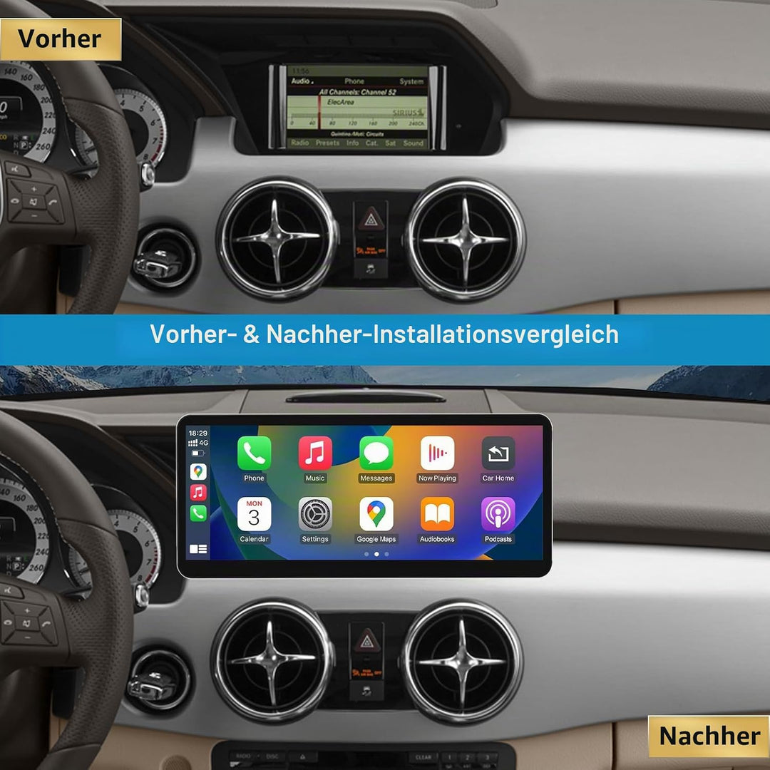 Autoradio 12,3 Zoll Touchscreen mit kabellosem Carplay und Android Auto für 2013-2015 Mercedes Benz