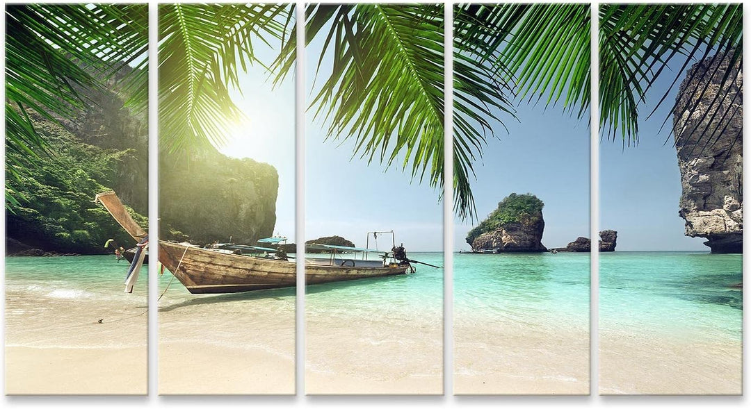 islandburner Bild auf Leinwand Fischer Long Tail Boot Phi Phi Insel Thailand Bilder Wandbilder Poste