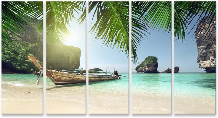 islandburner Bild auf Leinwand Fischer Long Tail Boot Phi Phi Insel Thailand Bilder Wandbilder Poste
