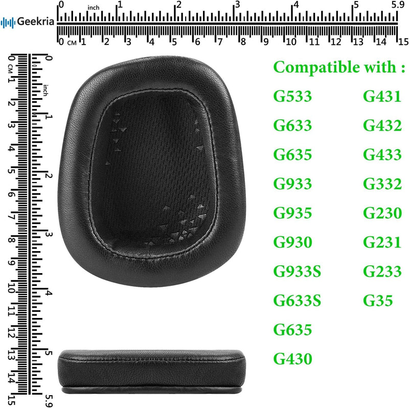 Geekria Elite Schaffell Ersatz Ohrpolster für Logitech G533, G633, G635, G933, G935 Kopfhörer Ohrpol