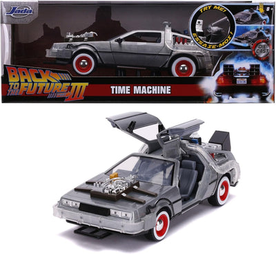 Jada Toys Zurück in die Zukunft 3, DeLorean DMC-12 Modellauto, 1:24, Time Machine, mit Licht- und Ra