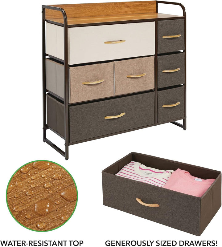 mDesign Kommode mit 7 Schubladen – breiter Schubladenschrank für Schlafzimmer, Wohnzimmer oder Flur