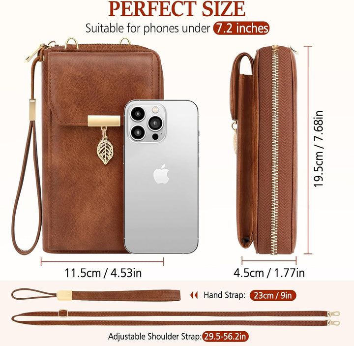 VOBUKE Handytasche mit Geldbörse zum Umhängen RFID Schutz Handy Tasche Damen Umhänge Leder Kleine Ha