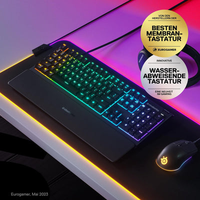 SteelSeries Apex 3 - Gaming Tastatur - 10-Zonen RGB-Beleuchtung - Premium magnetische Handballenaufl