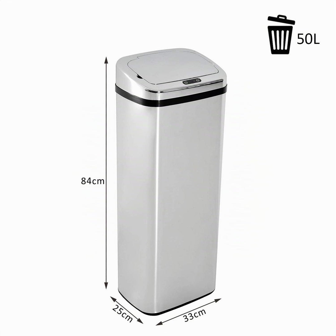 HOMCOM Mülleimer Automatik mit Sensor Abfalleimer Küche Edelstahl 50/68L Silber (50L), 50L