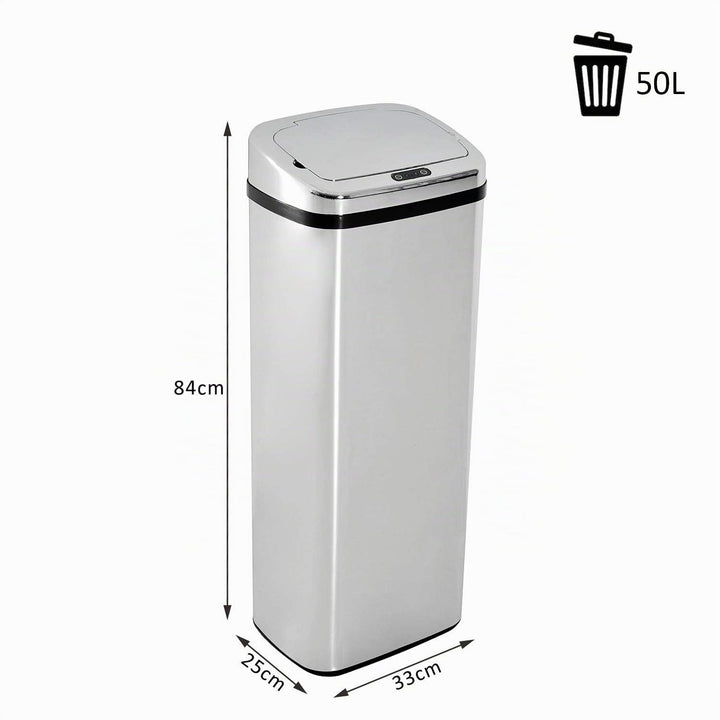 HOMCOM Mülleimer Automatik mit Sensor Abfalleimer Küche Edelstahl 50/68L Silber (50L), 50L