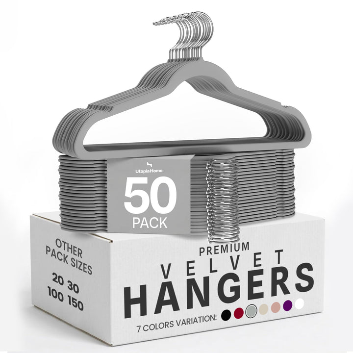 Utopia Home Premium Samt Kleiderbügel 50er Pack - rutschfeste & langlebige Kleiderbügel - Grau Kleid
