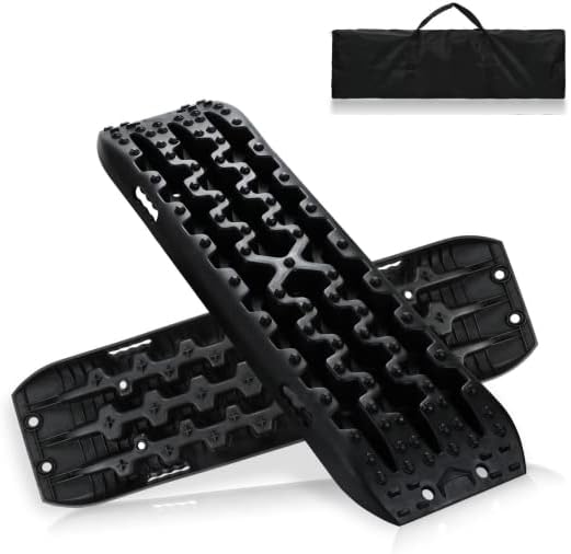 Gimisgu 2x Sandbleche Offroad Traktionsmatte Kunstoff Anfahrhilfe Recovery Board Tracks mit Aufbewah