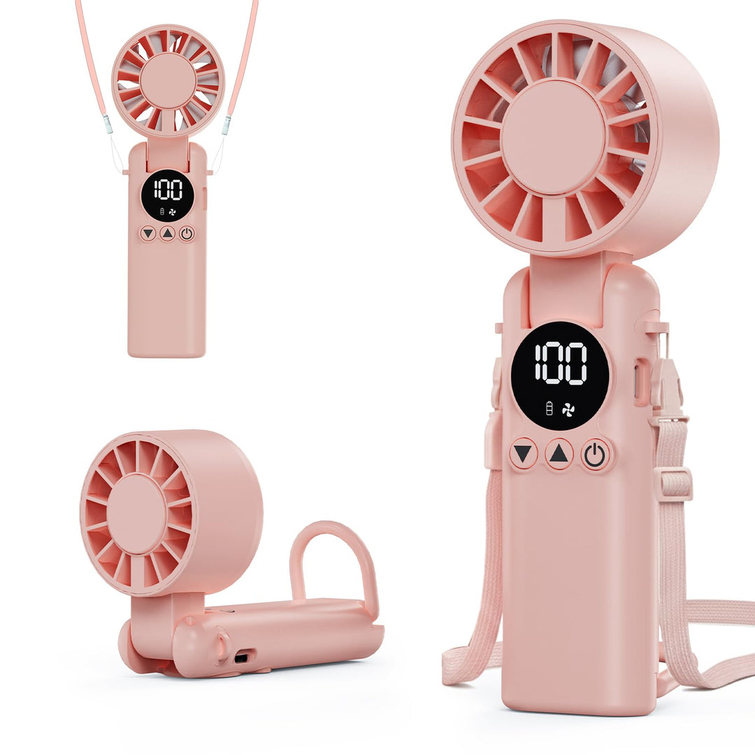AILBTON Handventilator klein &amp; stark, 6000mAh Akku, 1-199 Stufen, Tragbarer Nackenventilator mit Ban