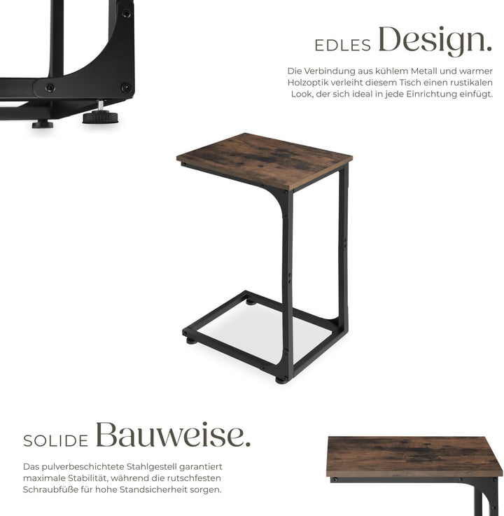tectake Beistelltisch in C-Form im Industrie-Design, 30 x 40 x 63 cm, Sofatisch für Kaffee Laptop Co