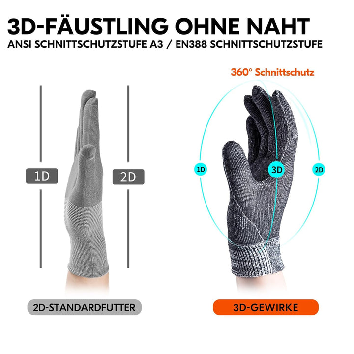 Vgo... 1 Paar Schnittfeste Handschuhe, Sicherheitsleder-Arbeitshandschuhe, Mechaniker-Handschuhe, HP