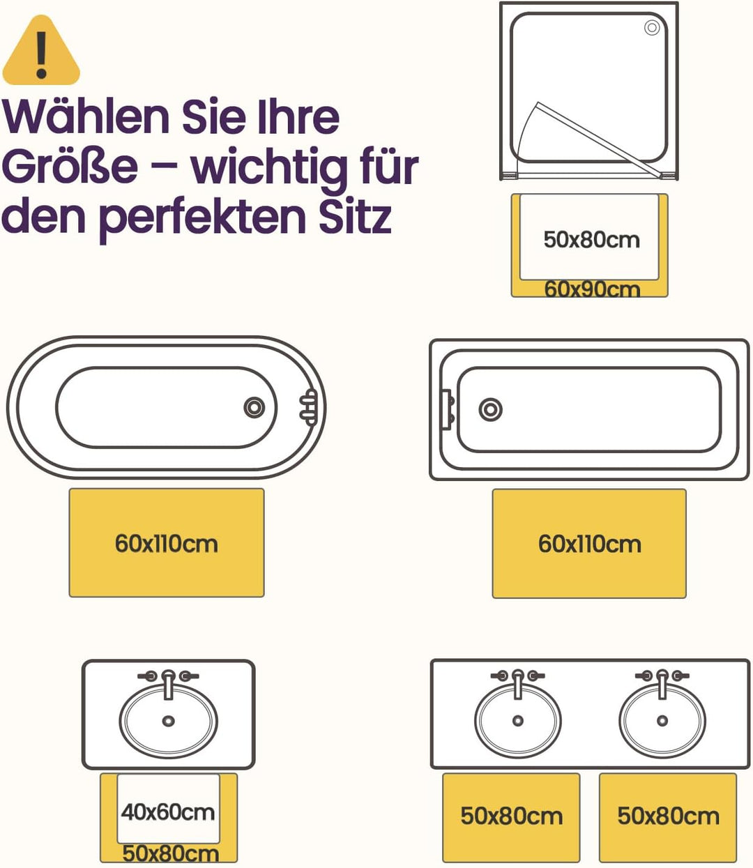 DEXI Badezimmerteppich rutschfest Badematte 60 x 90 cm,Badteppich Saugfähig Weich Maschinenwaschbar
