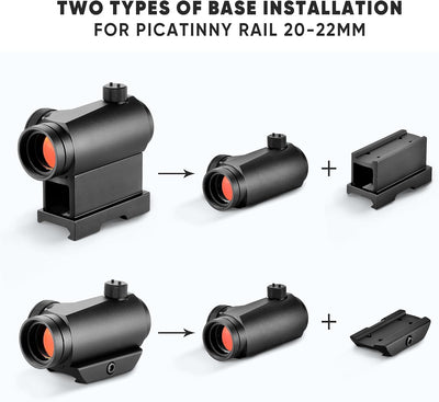 AOMEKIE Red Dot Visier Airsoft Rotpunktvisier mit 11 Stufen Helligkeit für 20 mm Schiene
