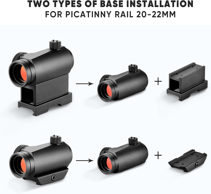AOMEKIE Red Dot Visier Airsoft Rotpunktvisier mit 11 Stufen Helligkeit für 20 mm Schiene