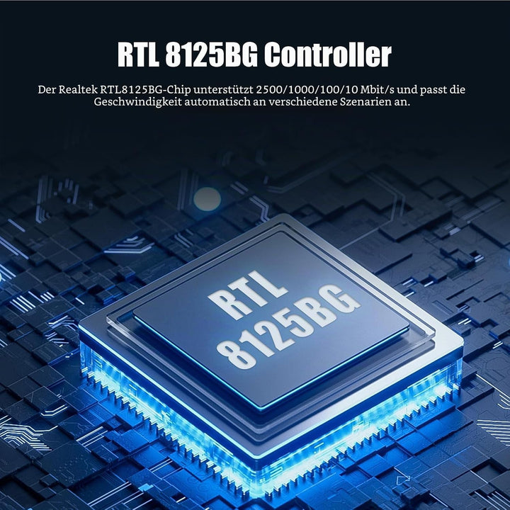 GLOTRENDS LE8105 2.5Gbps PCIe Ethernet Netzwerkkarte, RTL8125BG Chip, RJ45 LAN Port, PCIe X1 Install