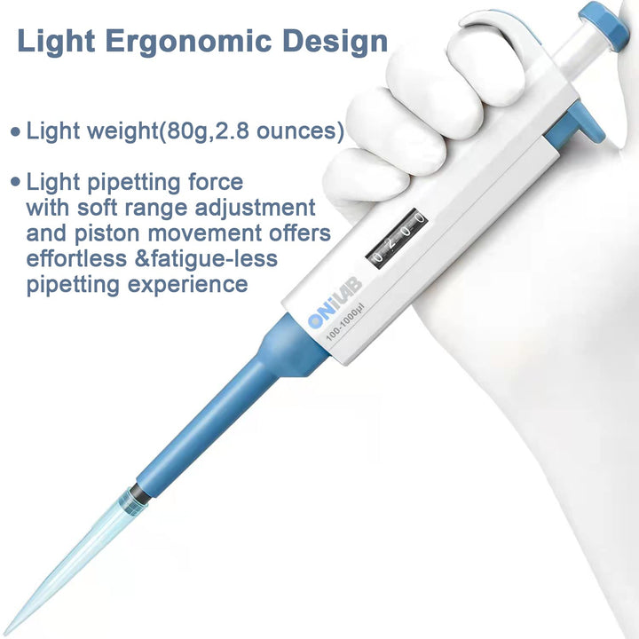 ONiLAB 0.1-2.5μl Labor Einkanal Pipette Scientific Labormikropipette Handbuch Einstellbares Volumen,
