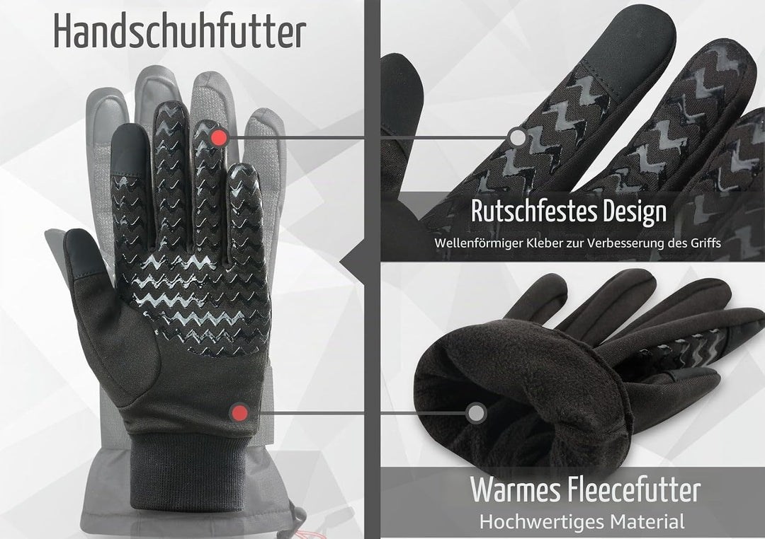 devembr Advanced Ski-Handschuhe mit Handgelenkschutz und Herausnehmbarem Innenfutter (S/M/L), S
