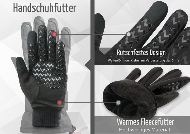 devembr Advanced Ski-Handschuhe mit Handgelenkschutz und Herausnehmbarem Innenfutter (S/M/L), S