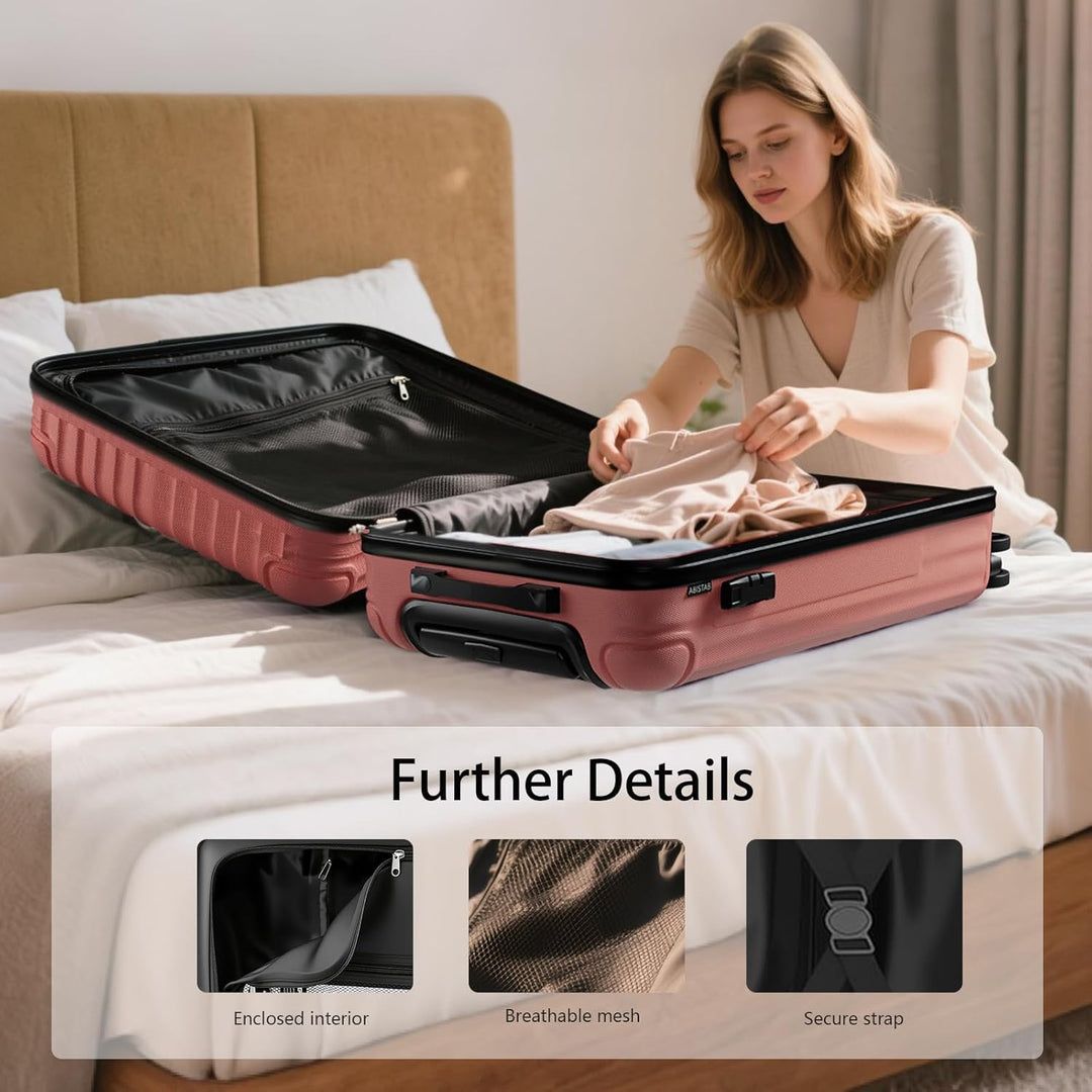 Voyager Handgepäck Koffer 55x35x23cm, Hartschalen Koffer & Trolleys klein, leicht Reisekoffer mit 4