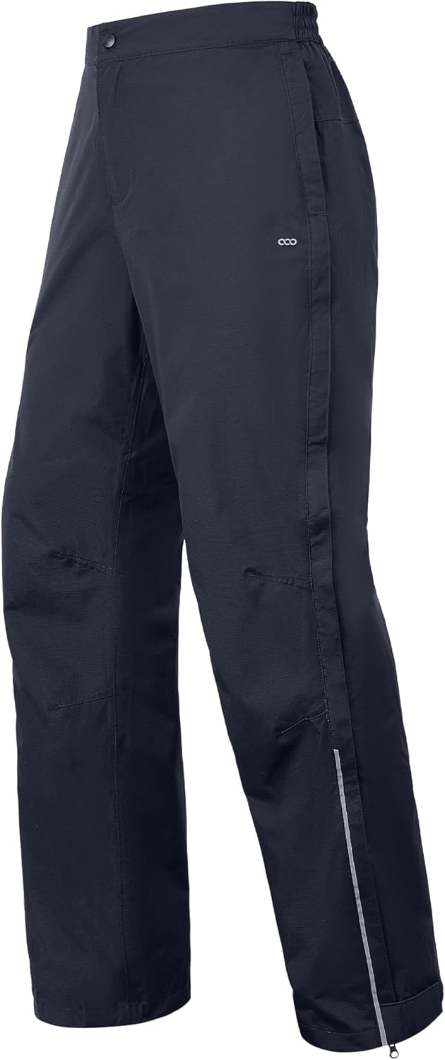 Regenhose Herren Wasserdicht Full Zip Wanderhose, Atmungsaktiv 2-Lagen Überziehhose Fahrrad Hose, Wi