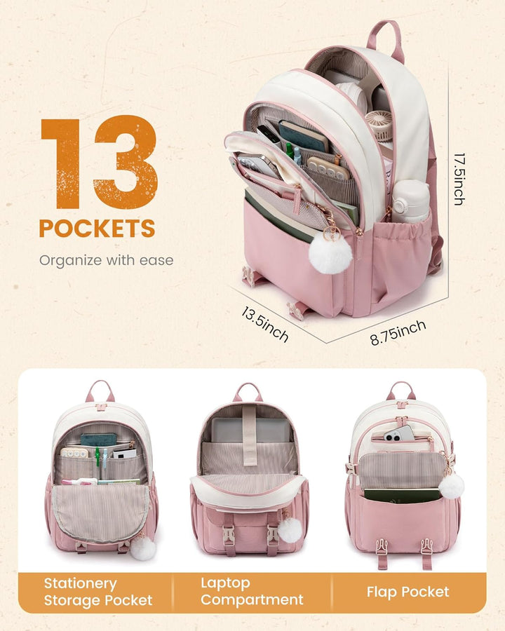 LOVEVOOK Schulrucksack Teenager Mädchen 10-18 Jahre mit Grossem Flaschenfach | Rucksack Damen Multi-