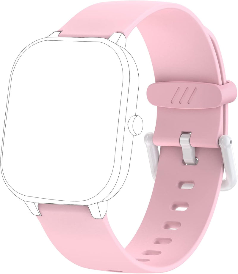 HENGTO Weiches Silikon-Smartwatch-Ersatzarmband, 16 mm, für Jungen und Mädchen Pink, Pink