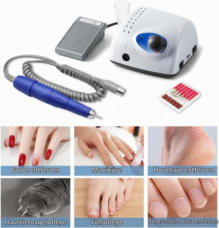 Elektrische Nagelfräser, Elektrische Nagel Maniküre Maschine 2.35 mm Nagelfeilen-Bit Mit Sechs Schle