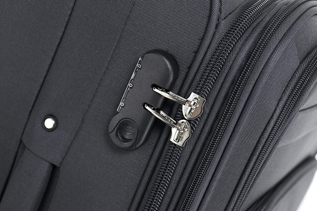 2-TLG. Trolley-Set M: 64cm - S: 54cm (Handgepäck), Dehnfalte, 4 Rollen Koffer-Set (Grau)