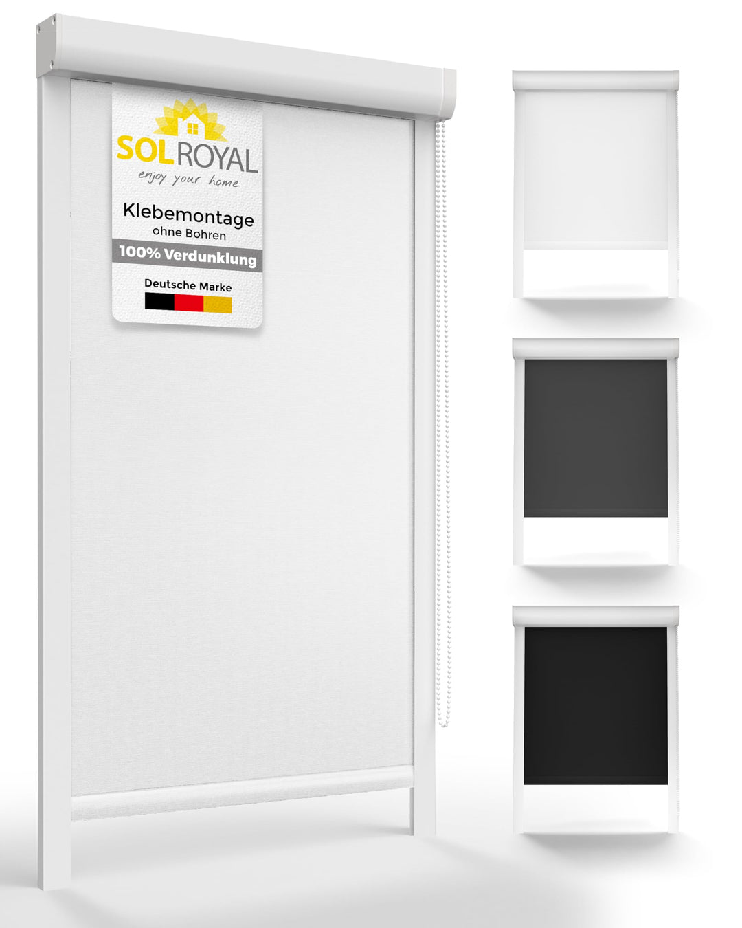 Sol Royal Kassettenrollo mit Führungsschiene SolReflect K24 60x175 cm Weiss - Blackout Thermorollo s