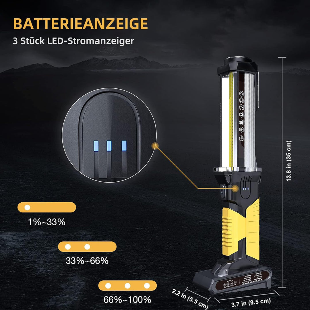 WARSUN LED Arbeitsleuchte Taschenlampe Werkstattlampe Inspektionsleuchten COB Wiederaufladbar Akku L