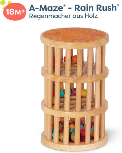 B. toys Montessori Baby Spielzeug Regenmacher mit Holzperlen – Holzspielzeug, Motorikspielzeug, Baby