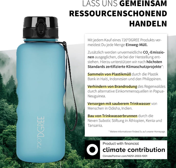 720°DGREE Trinkflasche “uberBottle“ 350ml, 500ml, 650ml, 1l softTouch +Früchtebehälter - Auslaufsich