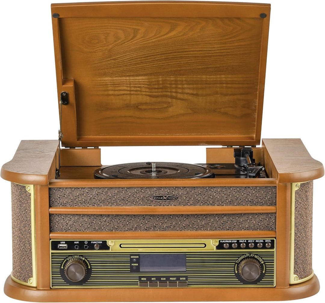 Reflexion HIF2002 Retro Stereo-Anlage mit Plattenspieler, Kassette, CD-Player und DAB-Radio (DAB+, U