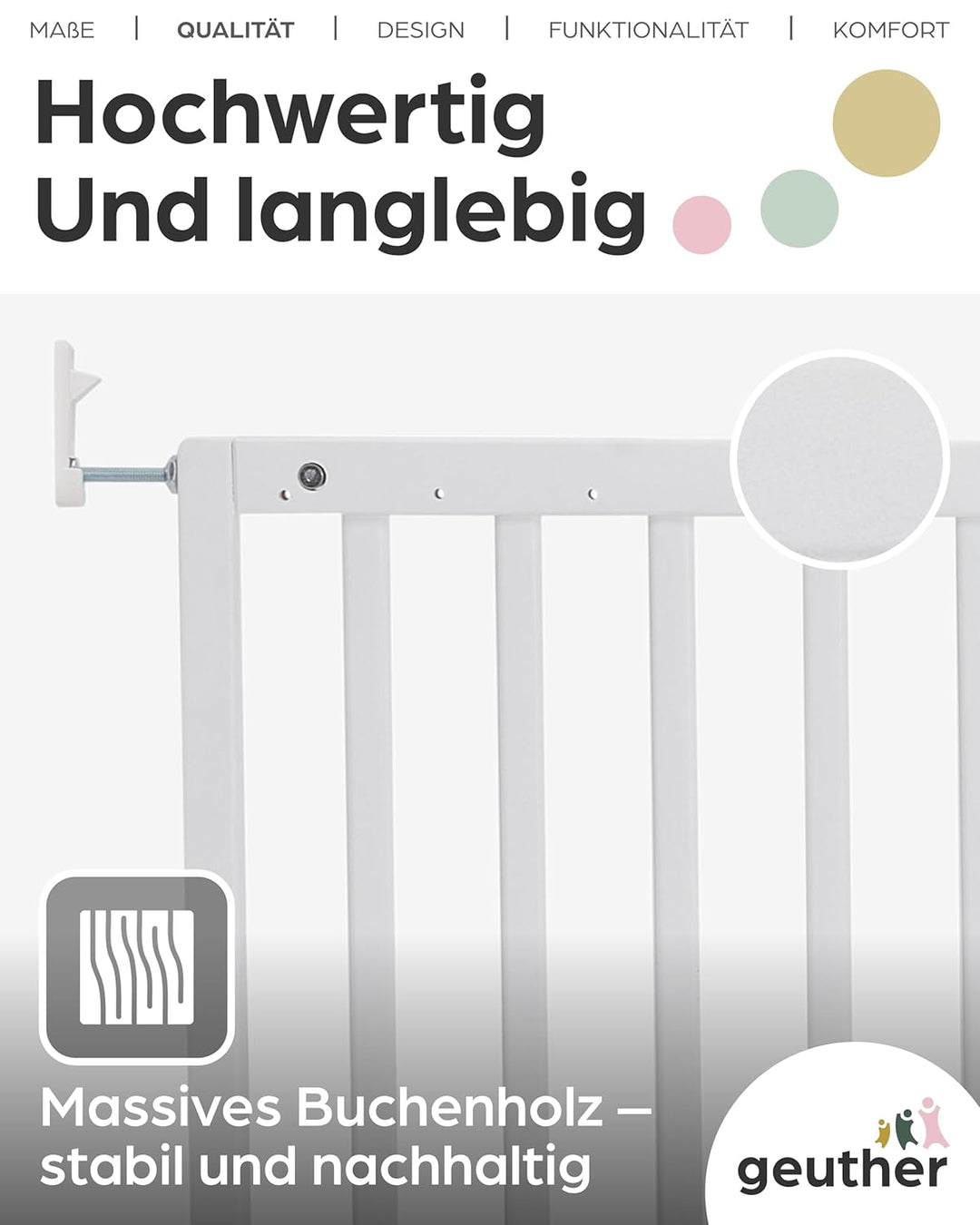 Geuther 2700 schwenkbares Türschutzgitter Passung: 63 cm - 103,5 cm Türgitter Treppenschutzgitter zu