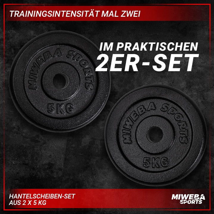 Miweba Sports Hantelscheiben Set HSG | 𝐏𝐫𝐨𝐟𝐢 Hanteln - 1.25-10.0 Kg Hantelscheibe - Hantel Scheiben