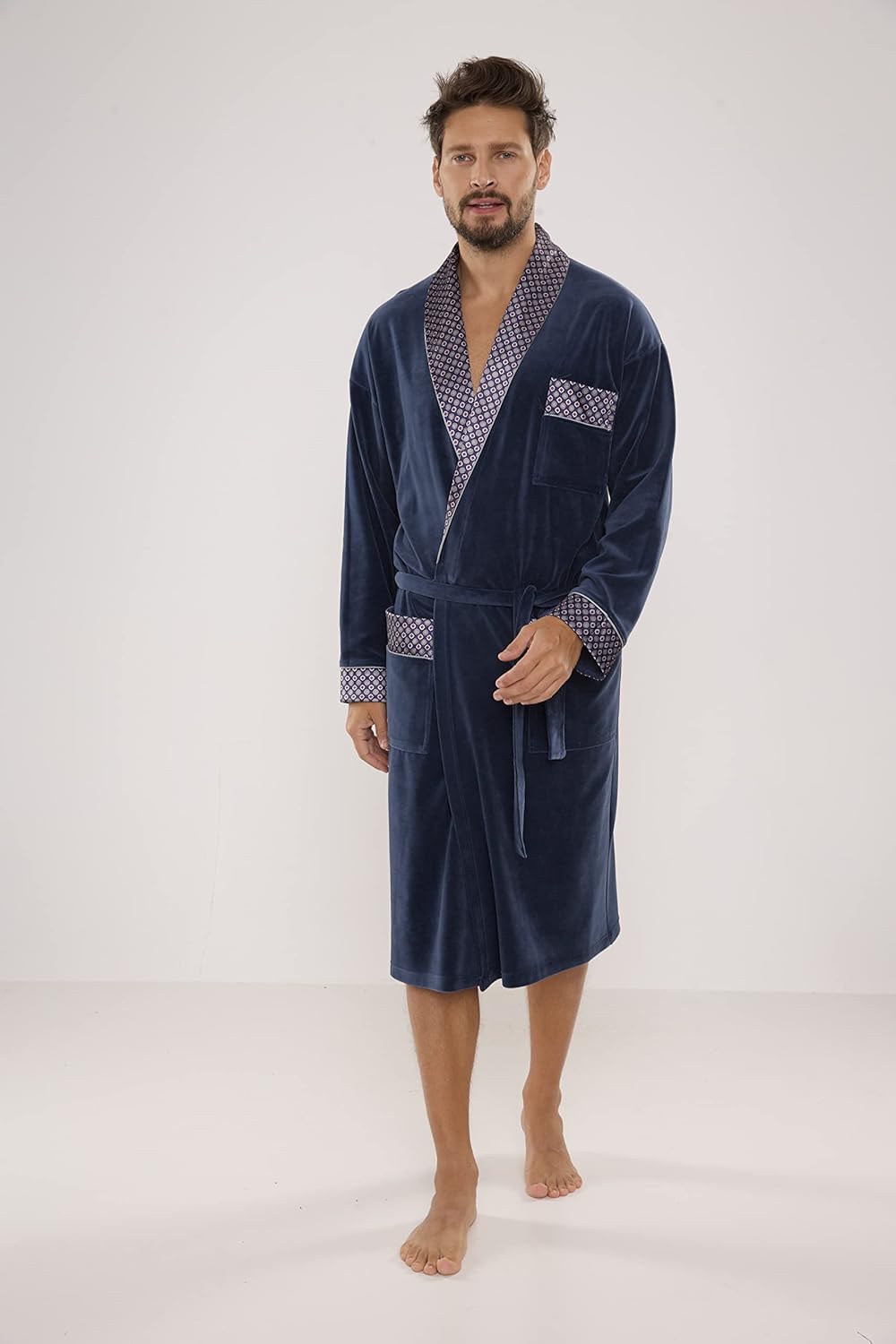 FOREX Lingerie edler und hochwertiger Baumwoll-Bademantel Herren-Mantel im tollen Design XXL Jeans,