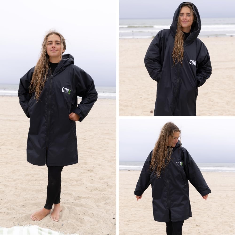 COR Surf Schwimm-Parka, schwere, warme Surfjacke für Herren, Damen, grosse Kinder, wasserabweisendes