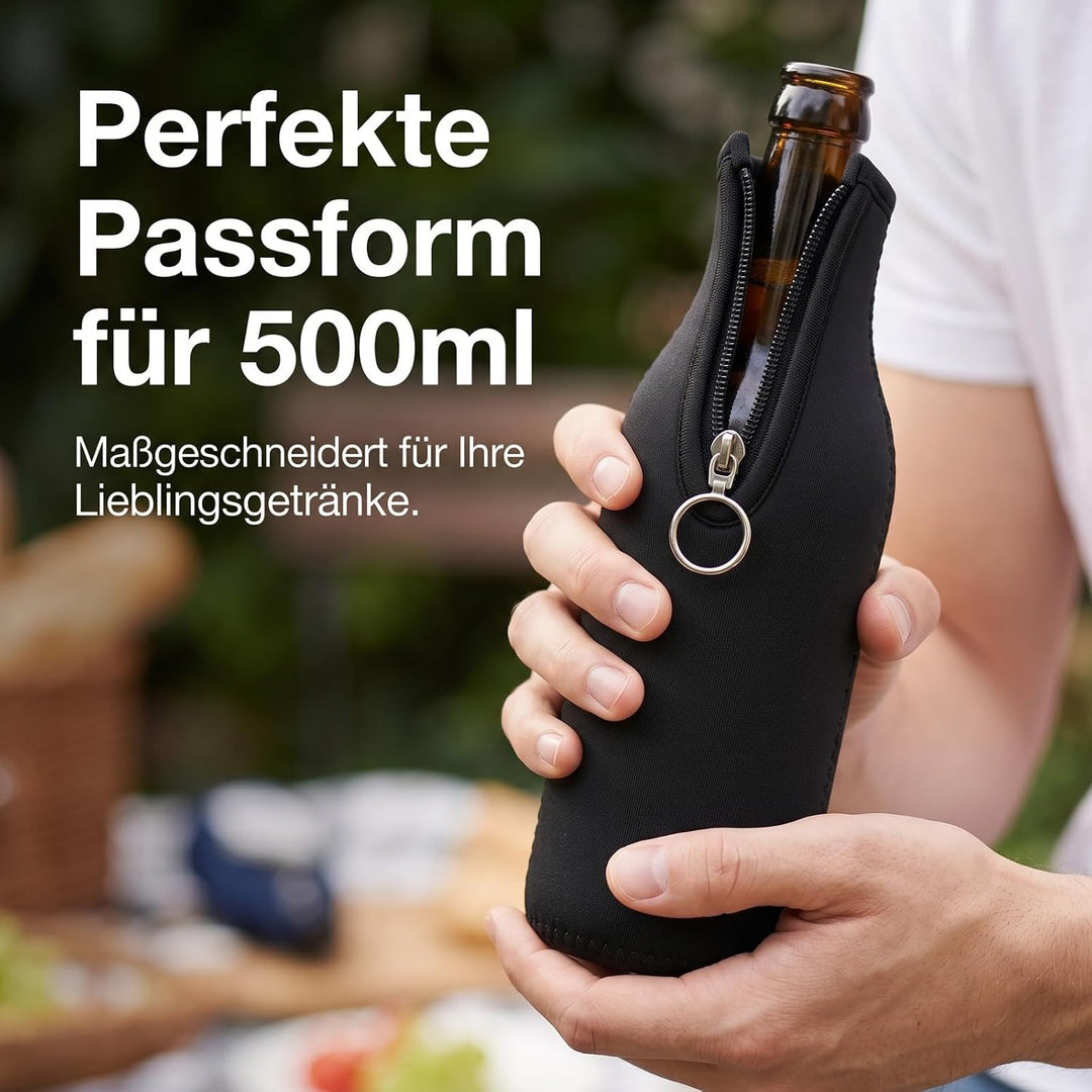 Yosuagr 6er 500ml Verdickter Flaschenkühler Bierkühler mit Reissverschluss | Neopren Bierflaschenküh